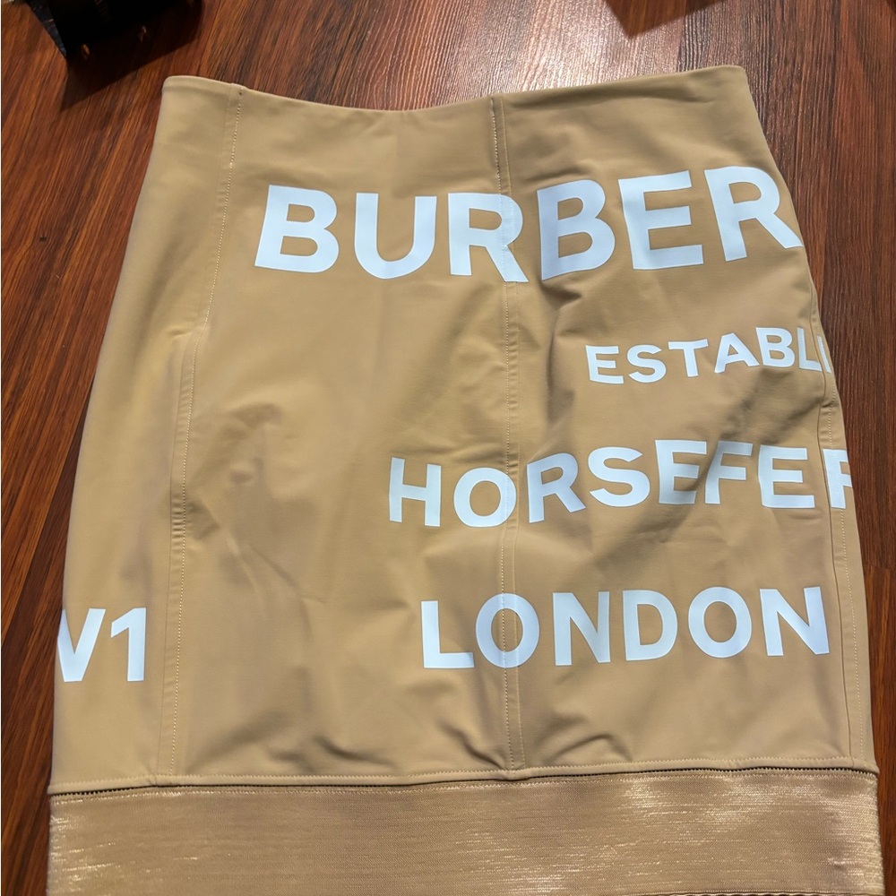 Burberry Beige Skirt with White Text